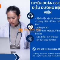 THÔNG BÁO TUYỂN 08 SUẤT DU HỌC NGHỀ ĐIỀU DƯỠNG BỆNH VIỆN