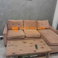 Bán lại ghế sofa góc chữ L, Chất liệu: Nỉ nhung, màu nâu, còn mới đẹp
