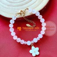 Vòng titan hạt thạch anh hồng - Freeship