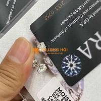 Đôi bông tai kim cương Moissanite 6,5ly rực lửa, c