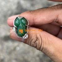 Nhẫn bạc xưa tỳ hưu cẩm thạch ngậm tiền nhẩn ny16.