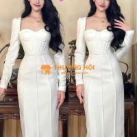 Váy liền HAÀN trắng dài tay nữ