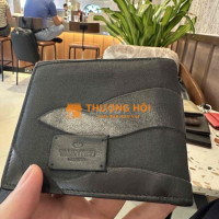 Ví ngang da thật phối vải canvas rằn ri Valentino