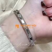 Vòng tay bạc cỏ bốn lá có khóa S999