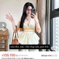 Áo yếm chấm bi đen