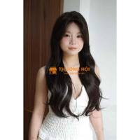 Tóc nguyên đầu nâu đen dài xoăn lơi