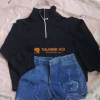 Set áo kéo cổ và quần jean freestyle