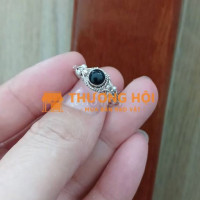 Nhẫn bạc Nữ họa tiết kiểu xưa, mặt đính đá đe