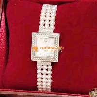 Đồng hồ ngọc trai đính viên 1 kim cương máy nhật