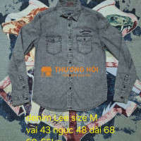 Sơmi jeans Denim Lee size M chữ hình thêu