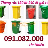 Thùng rác 120 lít, 240 lít màu xanh, cam, vàng giá rẻ tại an giang- thùng đựng rác- lh 0911082000