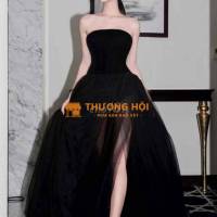 Đầm dạ hội cúp ngực xẻ tà phối lưới dự tiệc (HÀNG