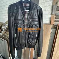 Áo khoác cổ trụ da bê Dsquared2 sz 46 chính hãng