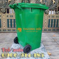 Thùng rác xanh 240L HDPE bánh xe và nắp kín