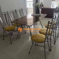 Bộ bàn ăn inox tám ghế
