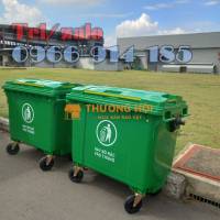 Thùng rác xanh 660L nhựa HDPE xe rác lớn