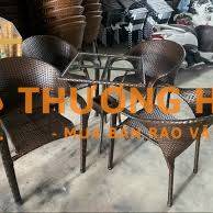 Bàn ghế cafe đan sợi nhựa giả mây