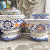 Chậu khảm miểng , khảm họa tiết mosaic