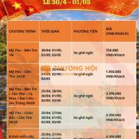 LỊCH KHỞI HÀNH TOUR MIỀN TÂY LỄ 30/04 – 01/05