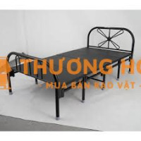 Giường Sắt Xếp Qui Phúc 1m2 – Đen Nhám – Nệm Gốc Mới Toanh