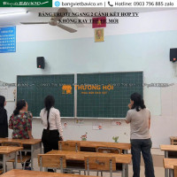Bảng trượt ngang 2 cánh không ray viết phấn dành cho trường học hiện đại