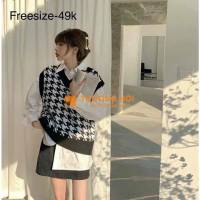 Áo gile trắng đen -Freesize