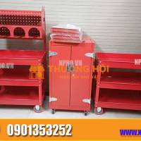 Xe đẩy 3 ngăn chứa đồ nghề màu đen / đỏ