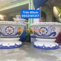 chậu hoa cẩn sành sứ , chậu long phụng , chậu rồng