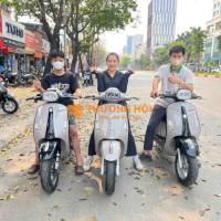 Xe điện Vespa xám trà sữa đèn vuông đủ giấy tờ