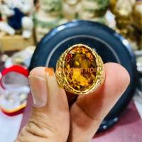 Nhẫn Nam Hàng Nước Ngoài Viên Chủ Vàng Mật Ong