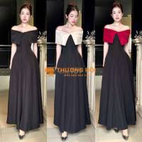 Đầm corset dài cúp xòe trơn màu đen