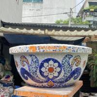 Chậu đắp tay cẩn miểng chén dĩa, thủ công mỹ nghệ Thủ Đức - Tphcm