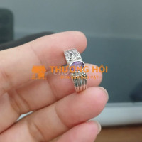 Nhẫn bạc Nữ đính thạch anh tím, viền đá Macasite