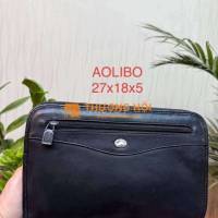Túi cầm tay nam AOLIBO da thật màu đen