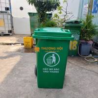 Thùng rác xanh 100 lít nhựa HDPE có bánh xe lớn