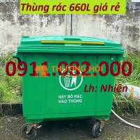 Cung cấp thùng rác 660 lít hàng chất lượng giá rẻ- thùng thu gom rác , bánh đặc, nắp kín- lh 0911082000