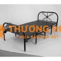Giường Sắt Xếp Qui Phúc 1m2 – Đen Nhám – Nệm Gốc Mới Toanh