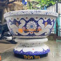 Chậu đắp miểng , khảm sành sứ , cẩn miểng chai , hàng thủ công mỹ nghệ