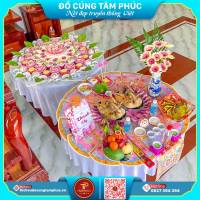 Mâm Cúng Đầy Tháng Thôi Nôi Tone Màu Hồng Cho Bé Gái