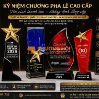 Kỷ Niệm Chương Pha Lê Cao Cấp In Khắc Logo Theo Yêu Cầu