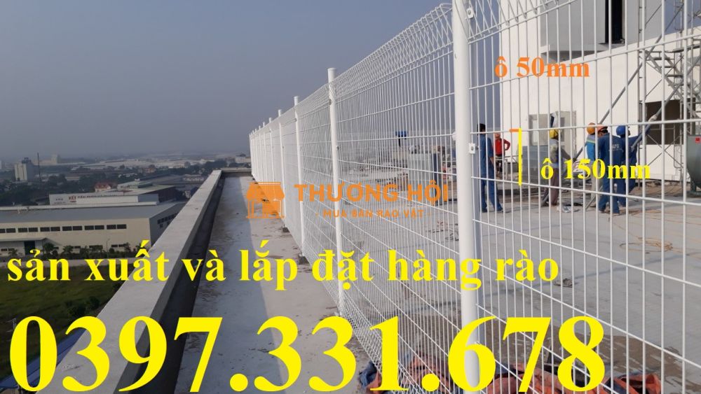 Hàng rào lưới thép phi 5 ô 50x250mm mạ kẽm sơn tĩnh điện