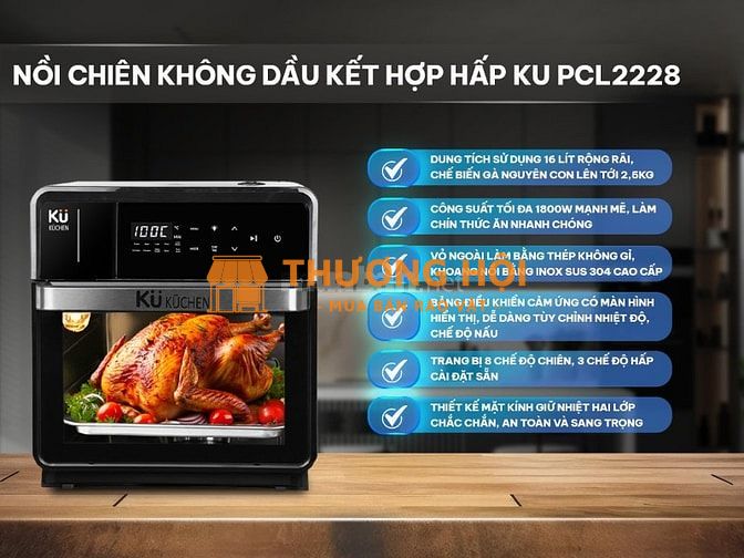 Nồi chiên không dầu kết hợp hấp Kuchen KU 2228 - Tiêu chuẩn Châu Âu