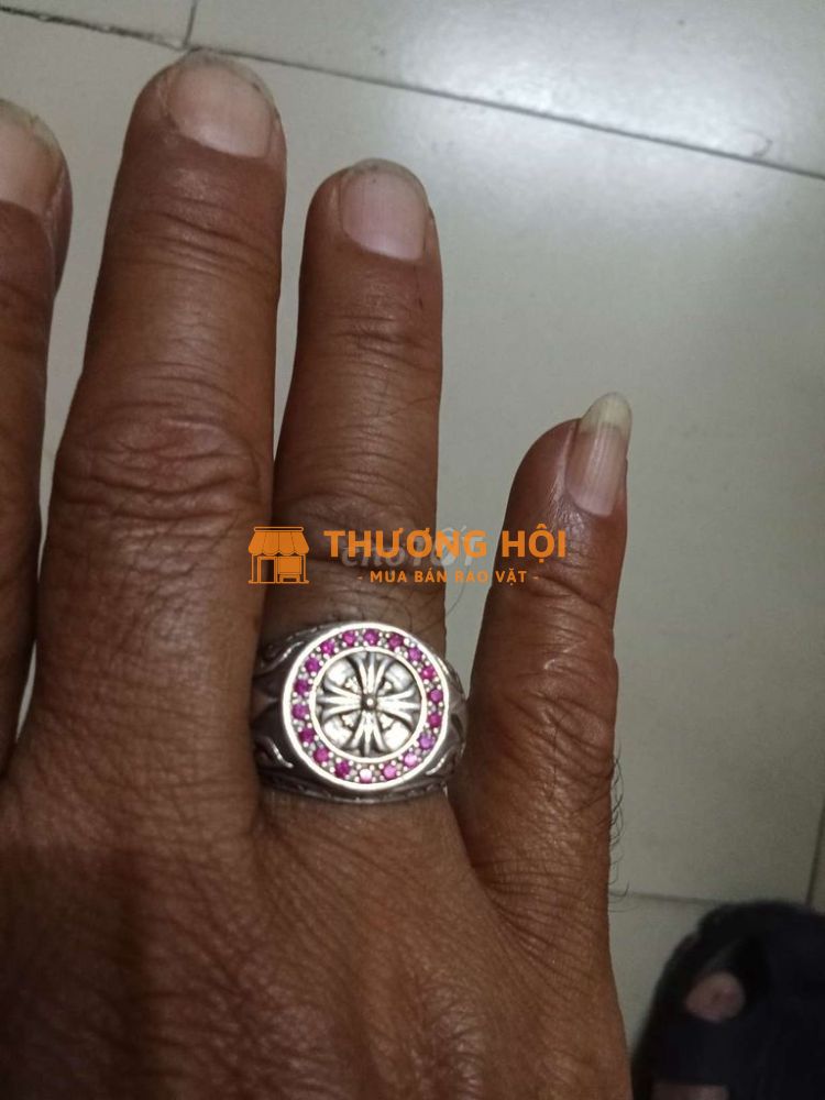 Nhẫn bạc Mỹ cổ xưa hoa văn độc đáo