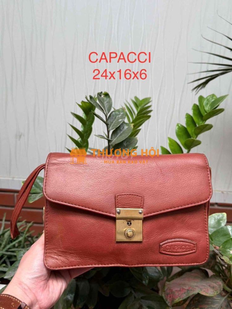 clutch cầm tay da siêu chất hiệu CAPACCI