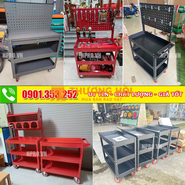 Xe Đẩy 3 Ngăn Dùng Để Dụng Cụ, Đồ Nghề Sửa Chữa Cơ Khí / Ô tô/ Xe máy