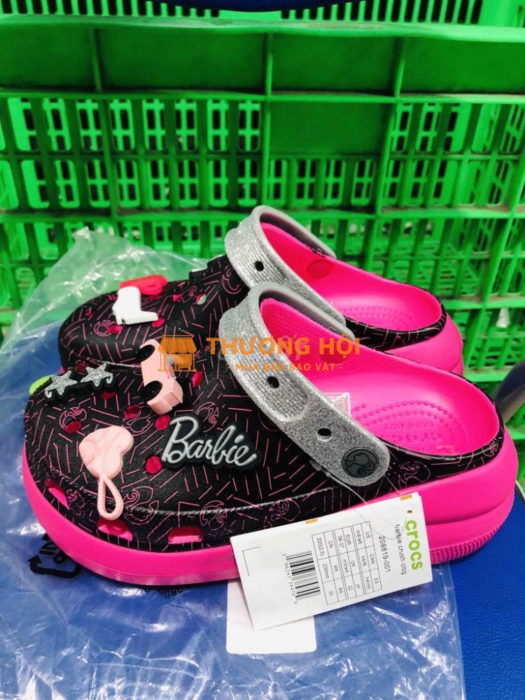 Sục Cush Crocs Hồng Đen