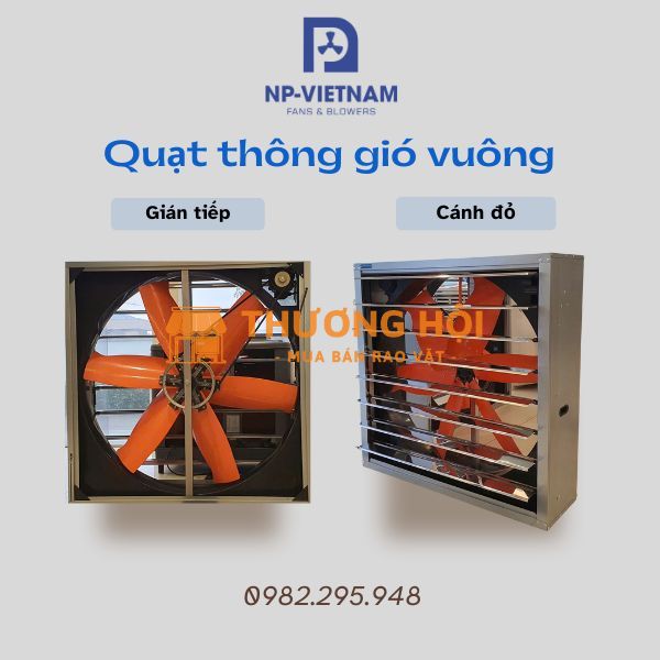 Quạt thông gió vuông cánh đỏ