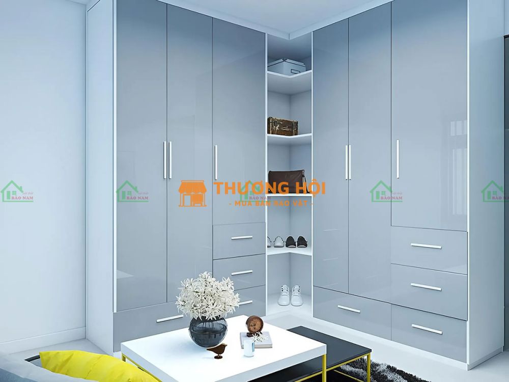 Tủ Quần Áo Acrylic Bóng Gương Chữ L Hiện Đại TAR41