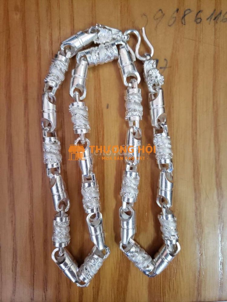 Dây chuyền bạc ta rồng cuốn và vẩy rồng Mới Đồ nam