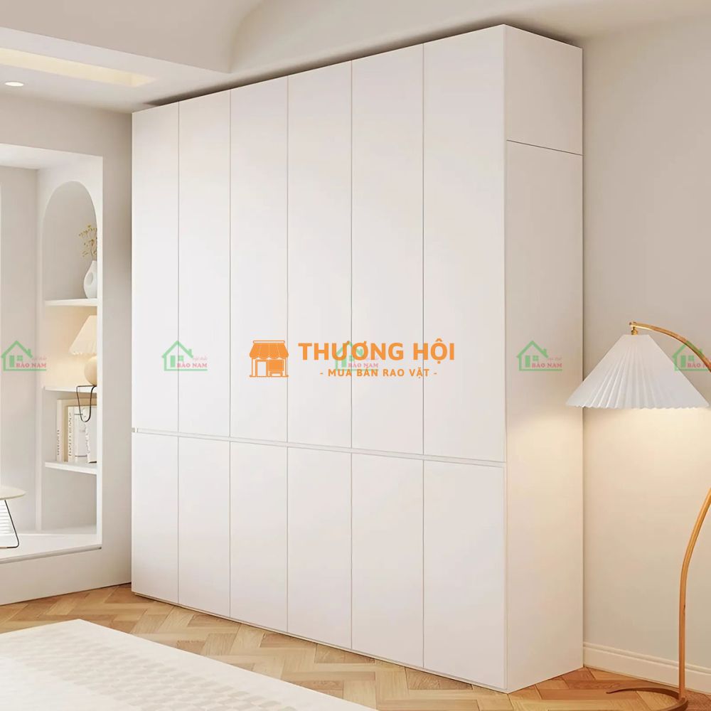 Tủ Áo MDF Đẹp Màu Trắng Hiện Đại TA77 – Cánh Mở, Kịch Trần | Nội Thất Bảo Nam
